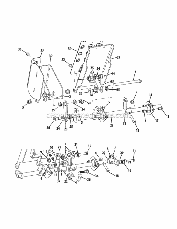 Pedal Controls Diagram and Parts List for S6032-D 53AY8DU6050 Cub Cadet Sprayer